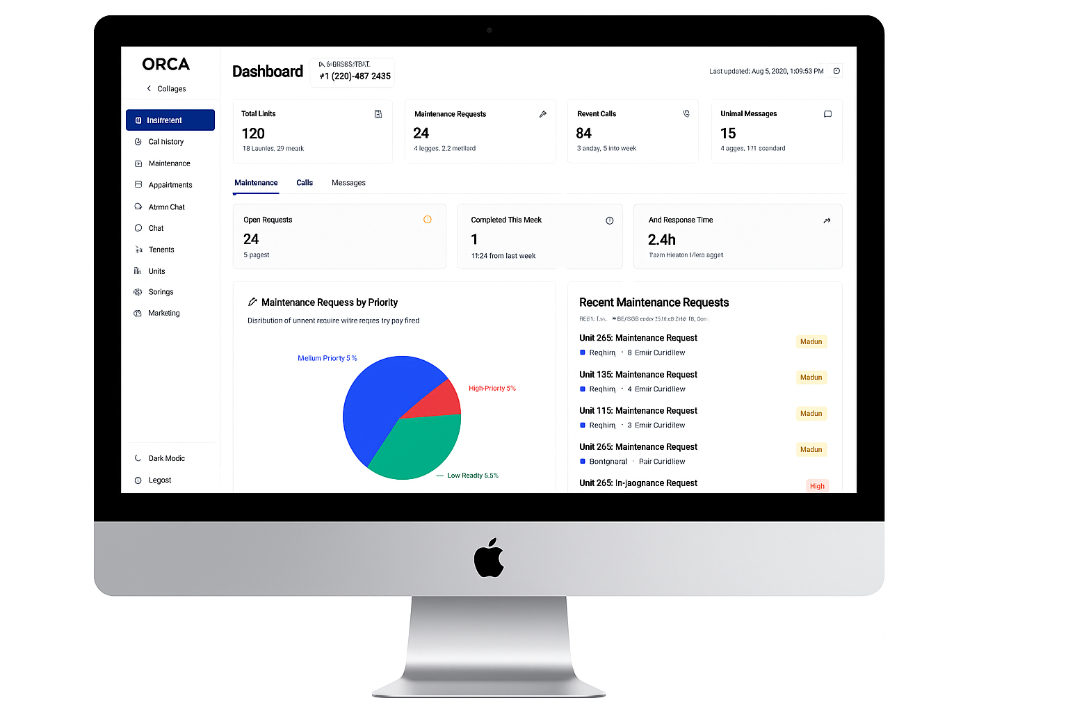 Orca Solutions Dashboard on a desktop