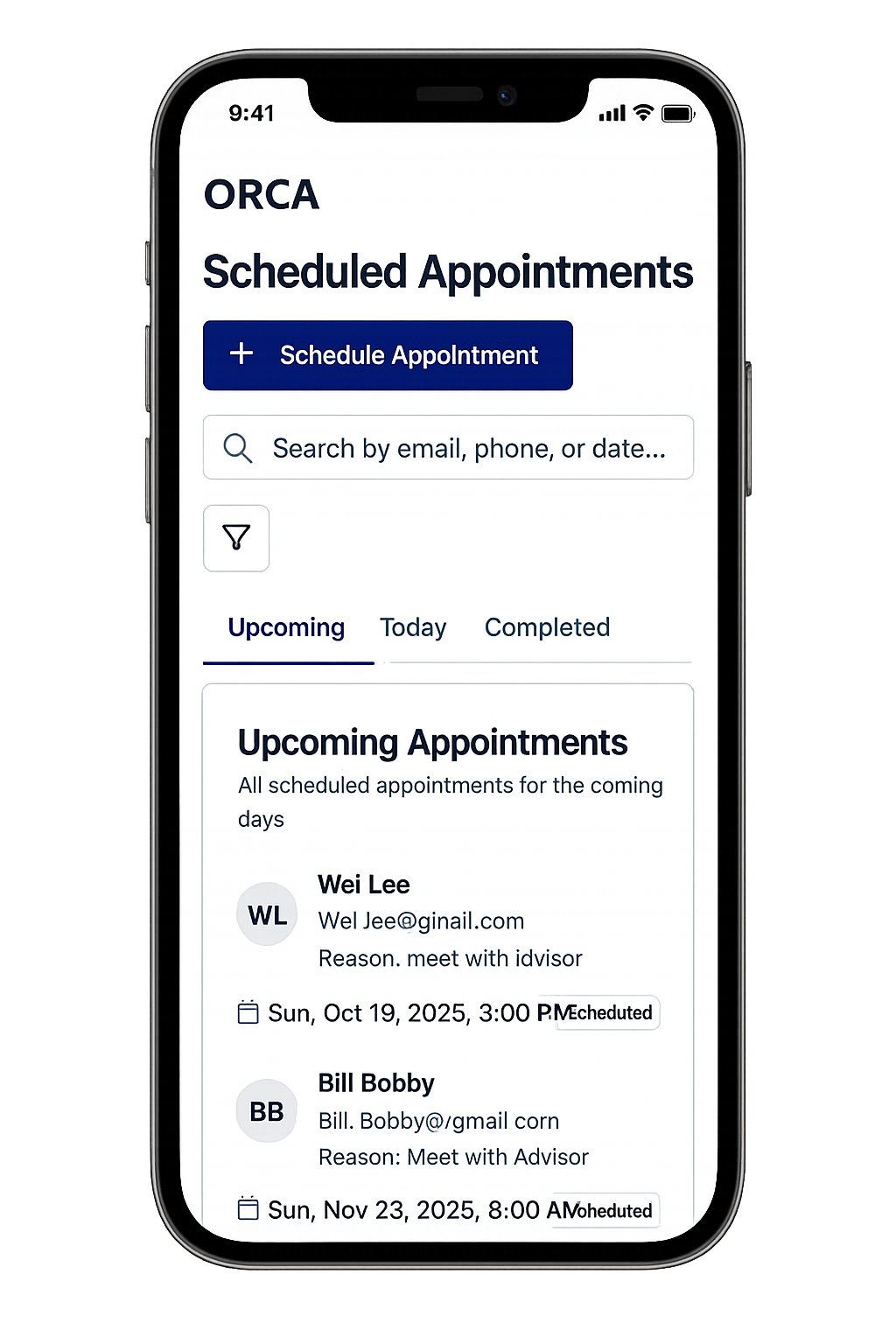 Orca Solutions Dashboard on an iPhone